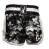 Brave Art Muay Thai Satin Shorts – Black, Grey & White Camo – Style Meets Power