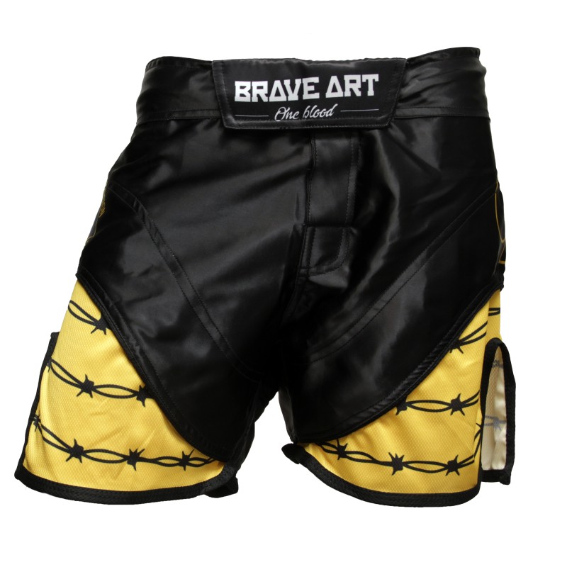 Brave Art Dares MMA Shorts – Black & Yellow – BAMMSHDA