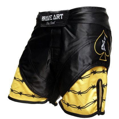 Brave Art Dares MMA Shorts – Black & Yellow – BAMMSHDA
