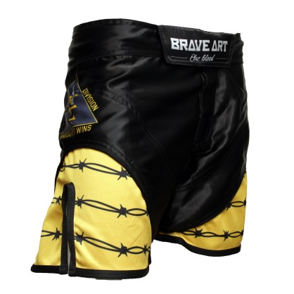 Brave Art Dares MMA Shorts – Black & Yellow – BAMMSHDA