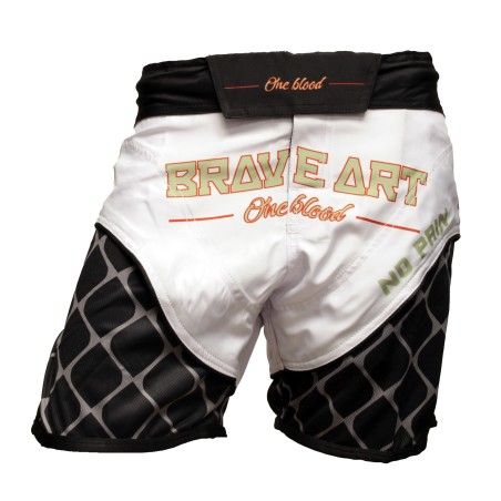 Short MMA Octogone Brave Art – Blanc & Noir – MMASHOCT
