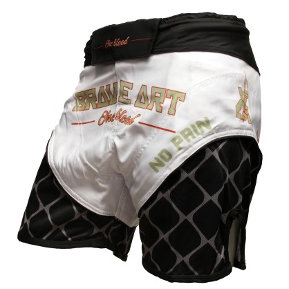 Short MMA Octogone Brave Art – Blanc & Noir – MMASHOCT