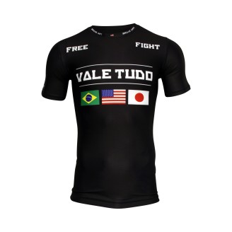 Rashguard Vale Tudo Brave Art - Manches Courtes Noir avec Drapeaux