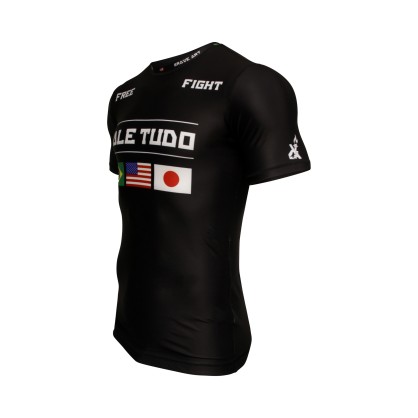 Rashguard Vale Tudo Brave Art - Manches Courtes Noir avec Drapeaux