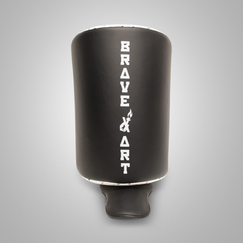 Calf Kick Brave Art en Cuir Noir & Blanc | Protection Kickboxing & Muay-Thaï