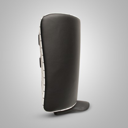 Calf Kick Brave Art en Cuir Noir & Blanc | Protection Kickboxing & Muay-Thaï