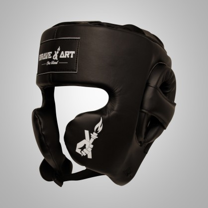Brave Art Competition Boxing Headgear | Black Leather Protection