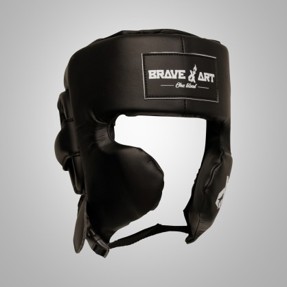 Brave Art Competition Boxing Headgear | Black Leather Protection
