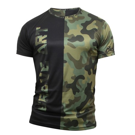 T-Shirt Fast Dry Front Liner Brave Art – Noir & Camouflage Vert