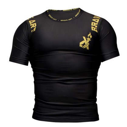 « Rashguard manches courtes BG Brave Art noir/doré – Unisexe »