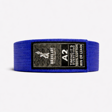 Ceinture JJB Brave Art Bleue – Premium, 100 % Coton, Progression & Excellence