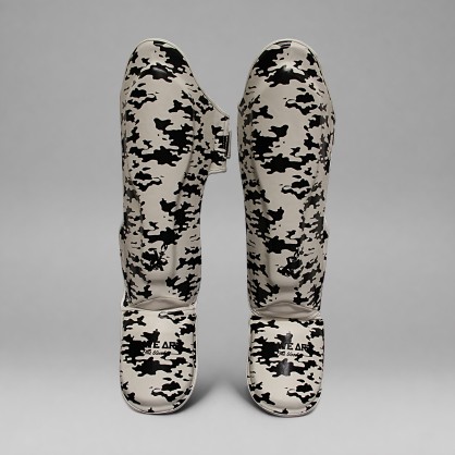 Brave Art White Shadow Muay Thai Shin Guards White PU Premium