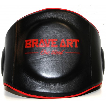 Brave Art Body Pad – Echtleder Schwarz mit Rotem Logo – BABPF